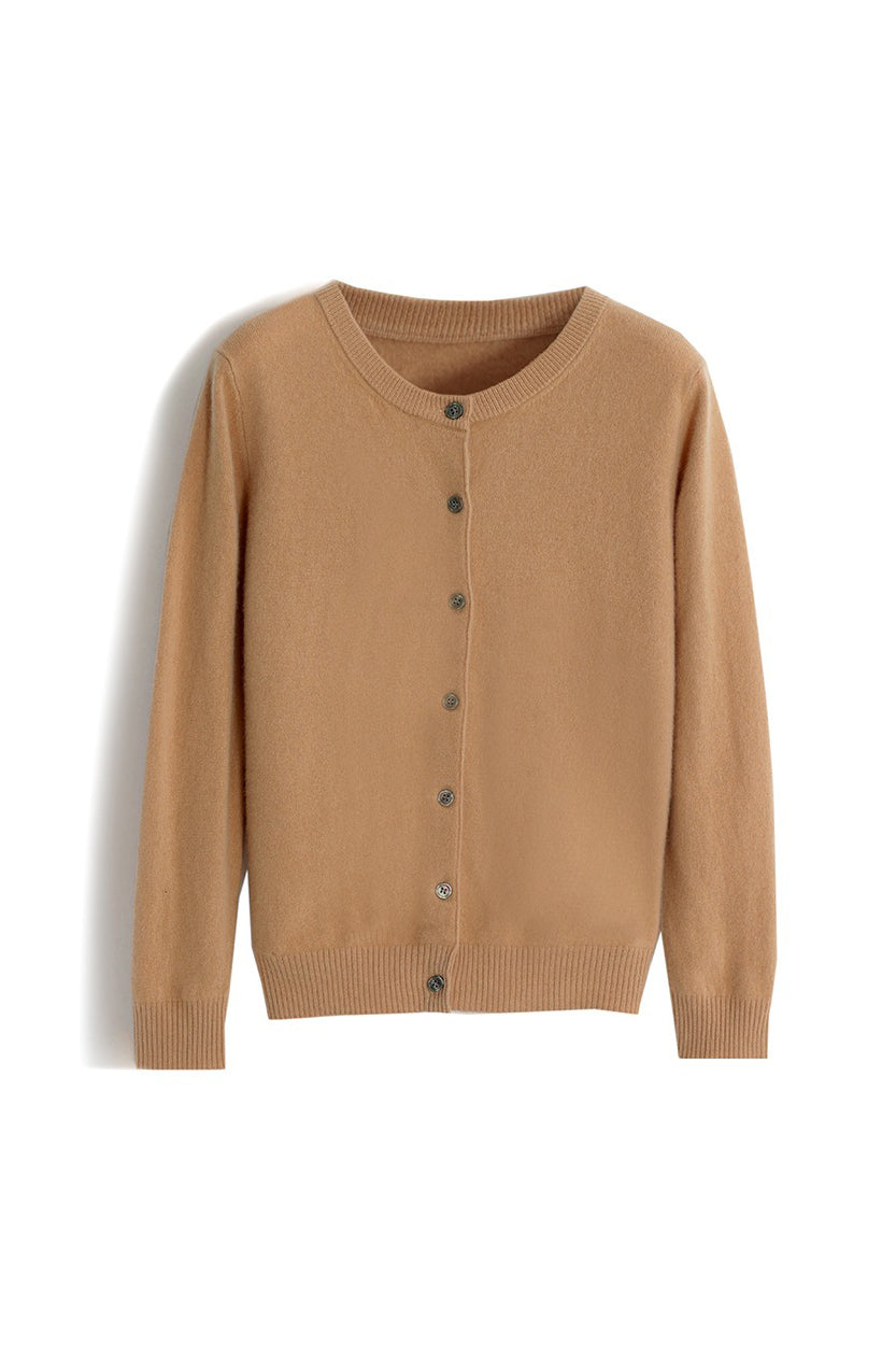 Rundhals-Wollstrick-Cardigan - 12 Farben verfügbar