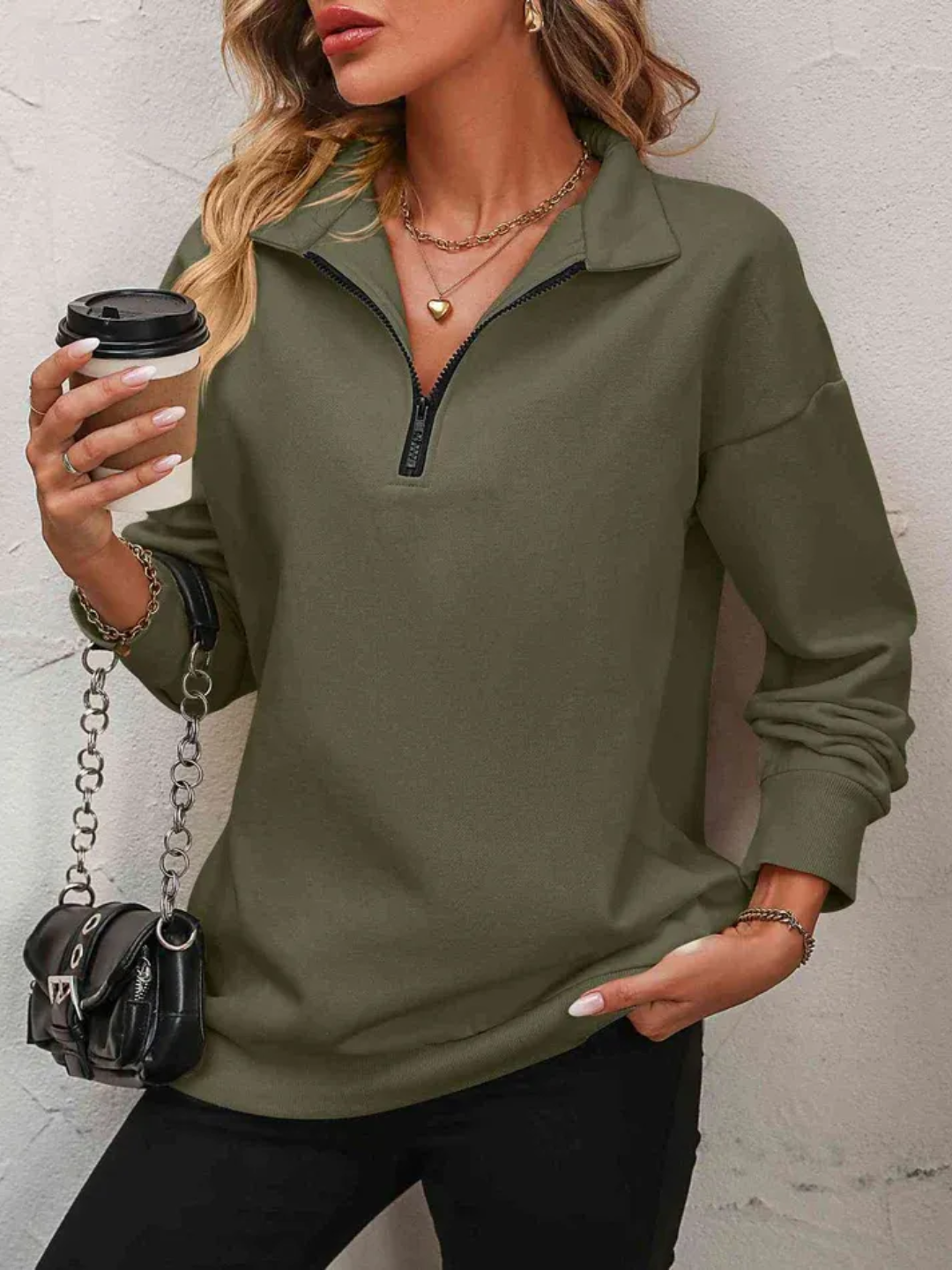 Sofie Sweatshirt mit Reißverschluss und hängenden Schultern für Frauen