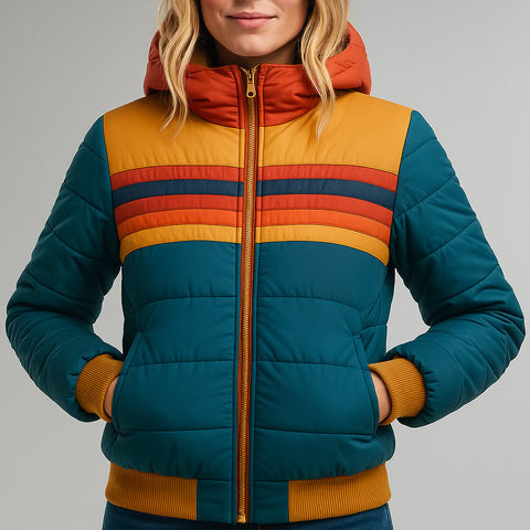 Melody | Retro Streifen Pufferjacke