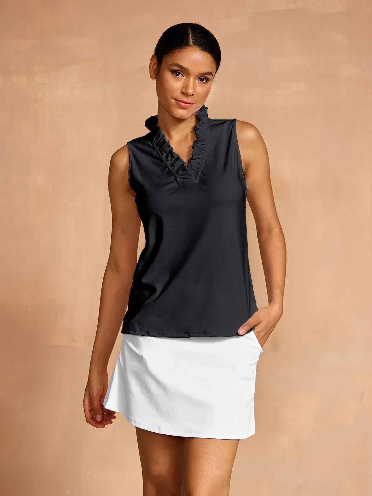 Mehr als nur ein Basic Rüschen V-Ausschnitt Tanktop UPF50+