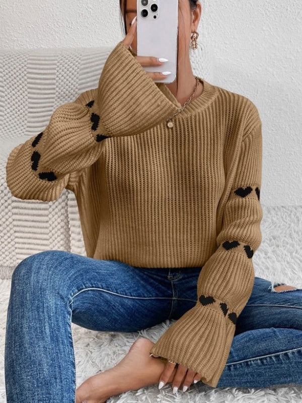 Kettenlink-Herz-Muster Pullover