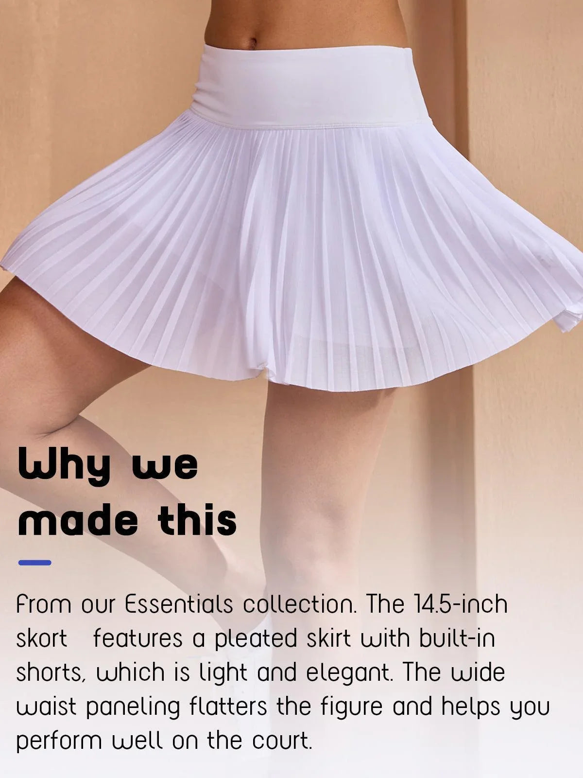 Mehr als Basic 14,5 Zoll A-Linien Faltenrock mit Shorts UPF50+