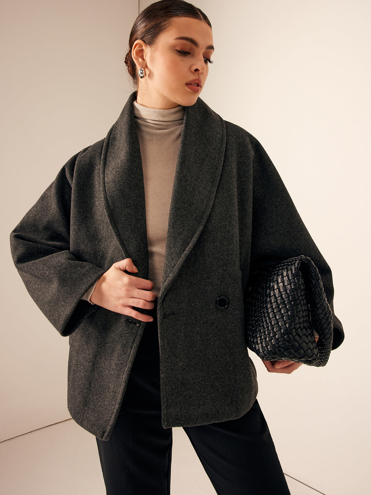 Tweed Taschen Lockerer Mantel