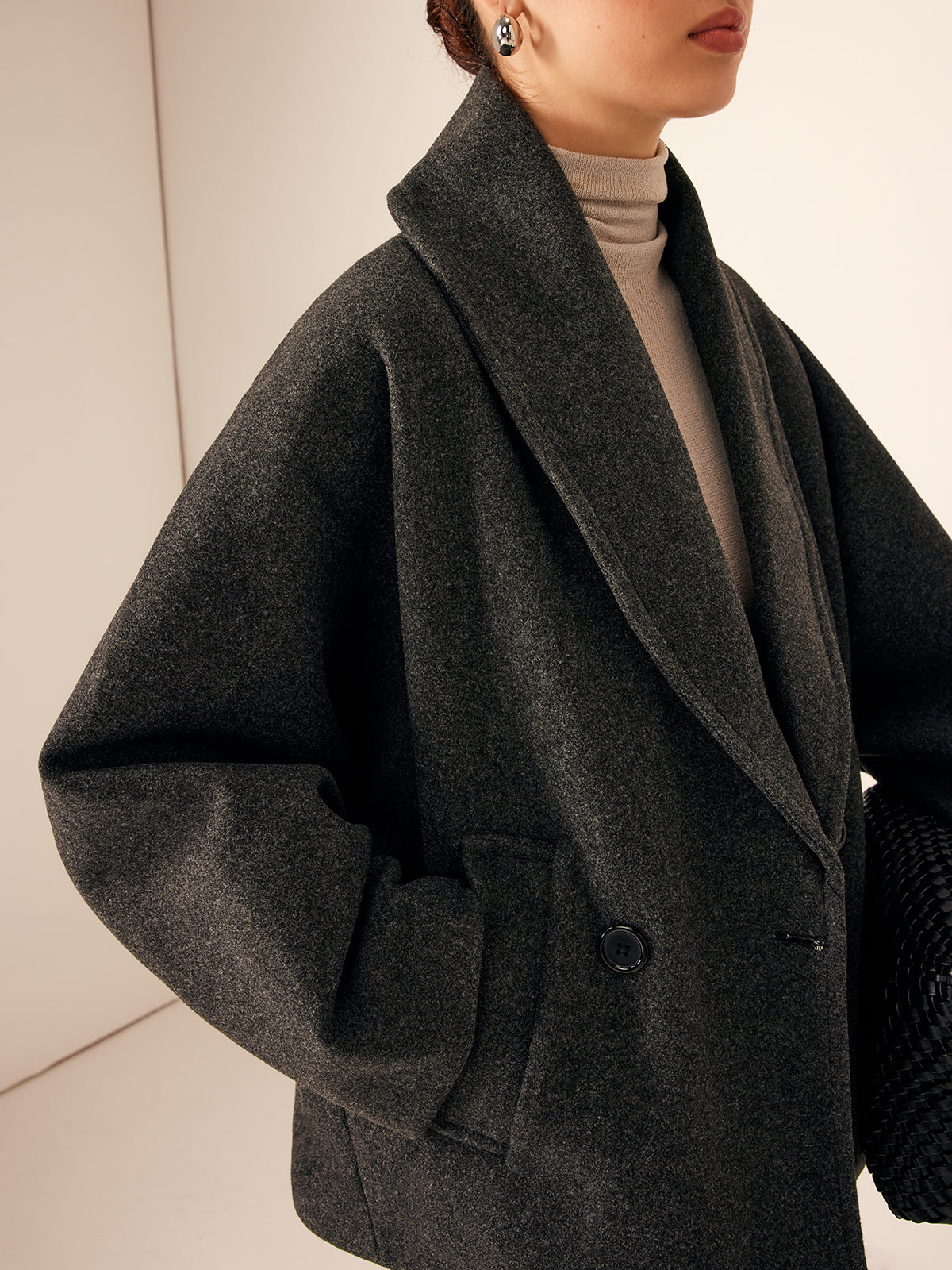 Tweed Taschen Lockerer Mantel