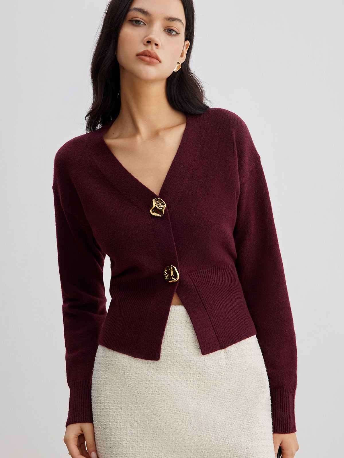 Eleganter Metallknopf Kurzer Cardigan