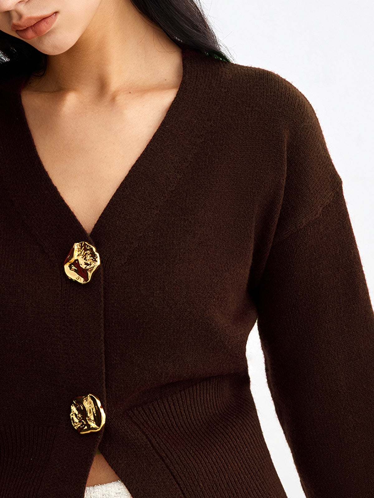 Eleganter Metallknopf Kurzer Cardigan