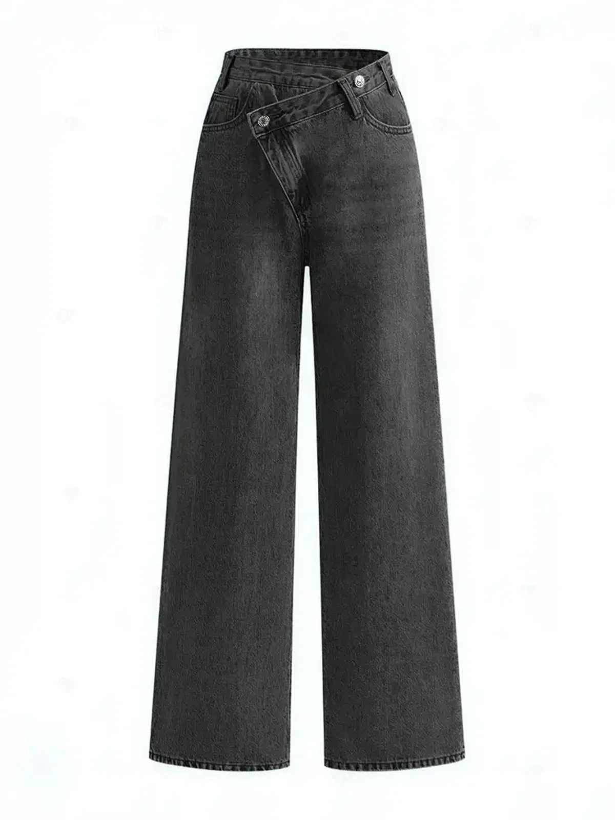 Asymmetrische Taille Weite Bein Jeans