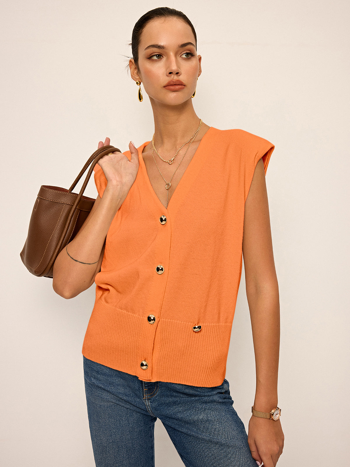 Asymmetrische Zwei-Wege Strickweste
