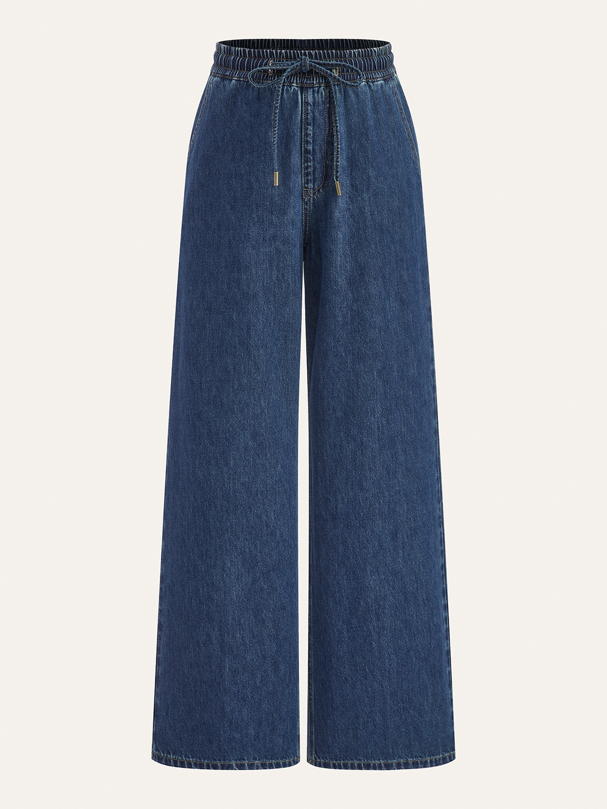 Denim-Hosen mit Kordelzug und weitem Bein