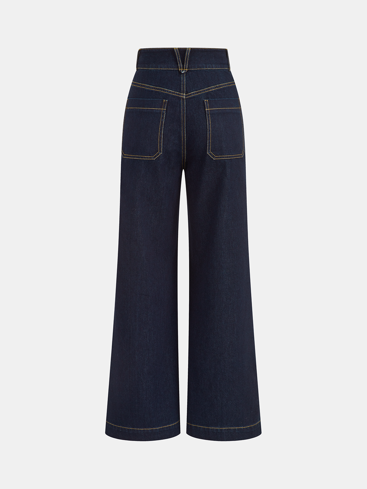 Hochtaillierte Jeanshose mit doppeltem Knopf und geradem Bein