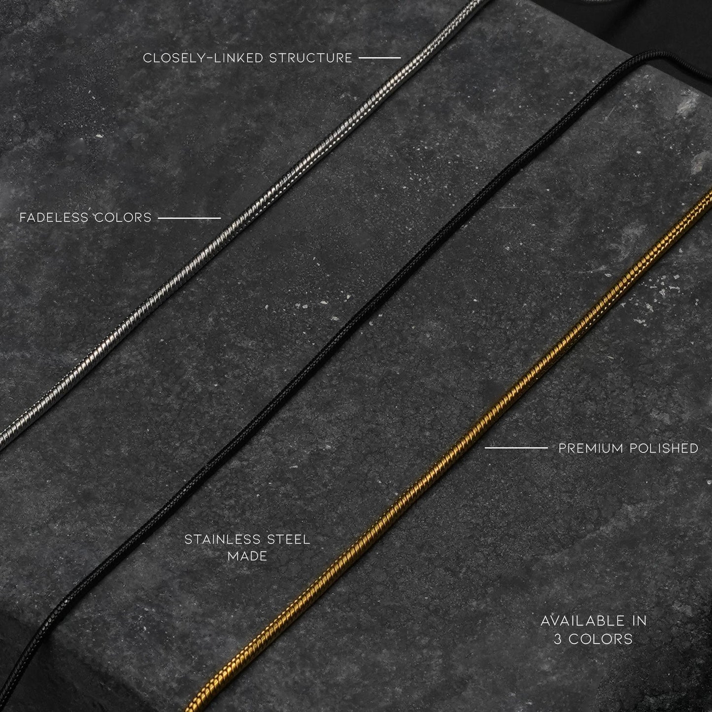 Runde Schlangen-Kette (Schwarz)