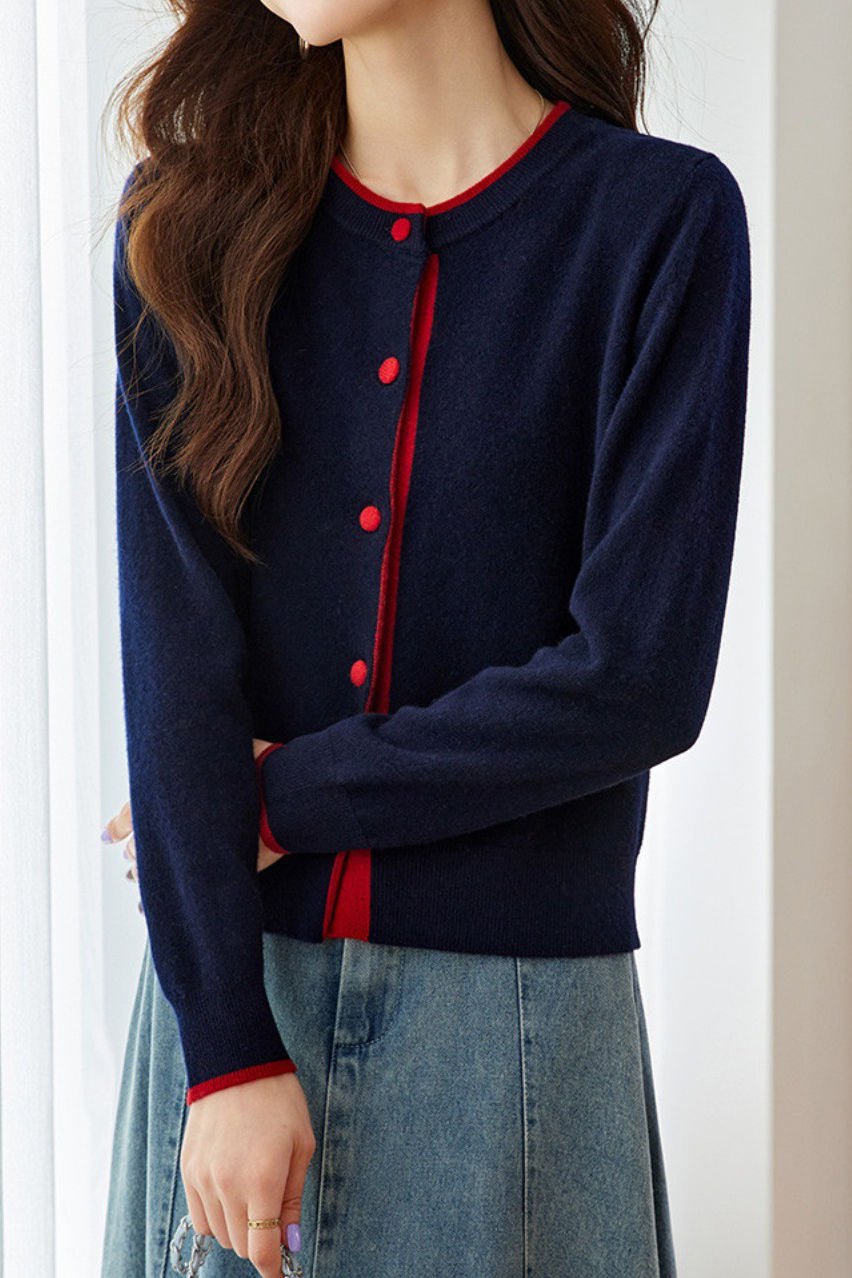 Lässiger Pendler Farbblock Strickcardigan