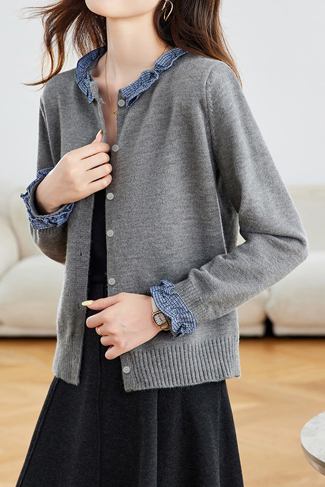 Eleganter Farbblock Strick-Cardigan