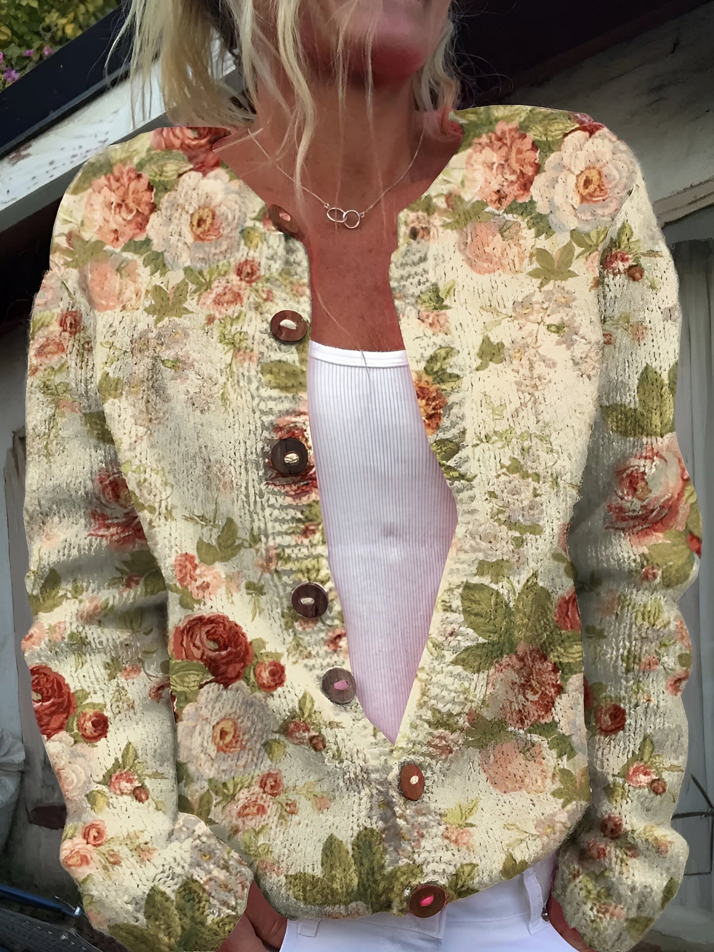 Schöner Damen-Cardigan - Blumenmuster, Gemütlich & Stylisch
