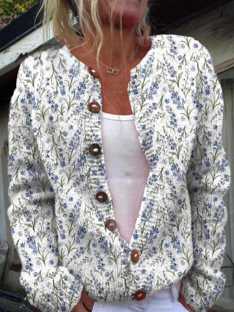 Wunderschöner Damen Cardigan - Blumenmuster, Gemütlich & Stilvoll