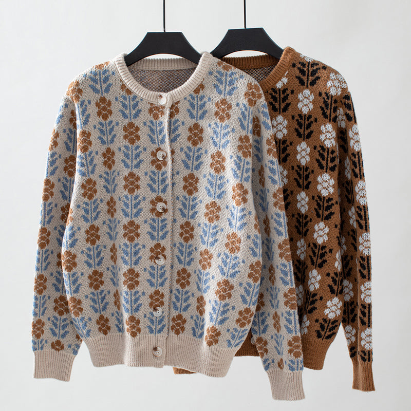 ELYRA™ | Vintage Blumen-Strickpullover