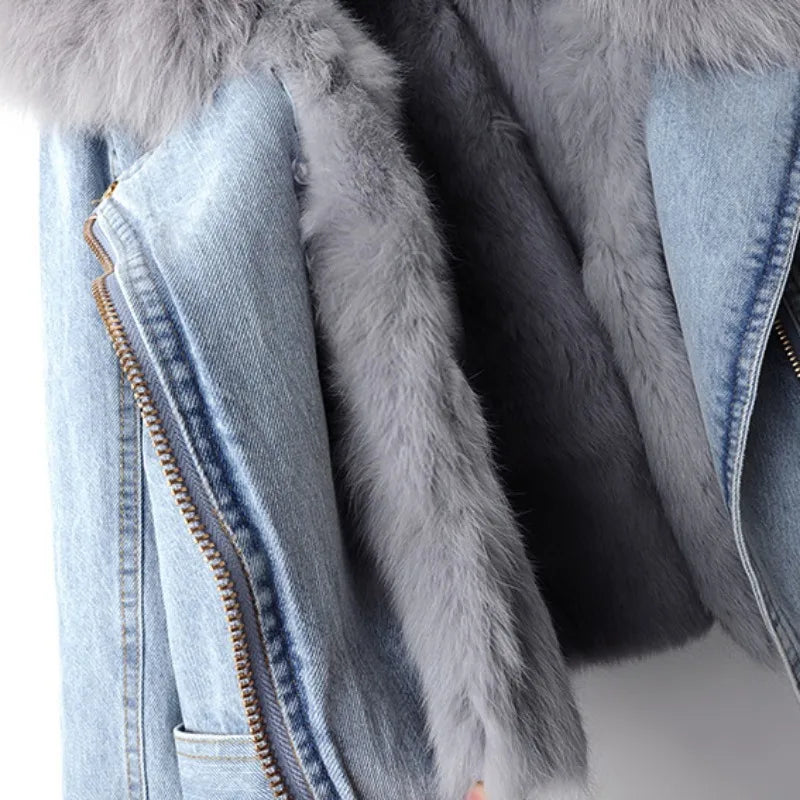 Moreau Fellkragen Denimjacke