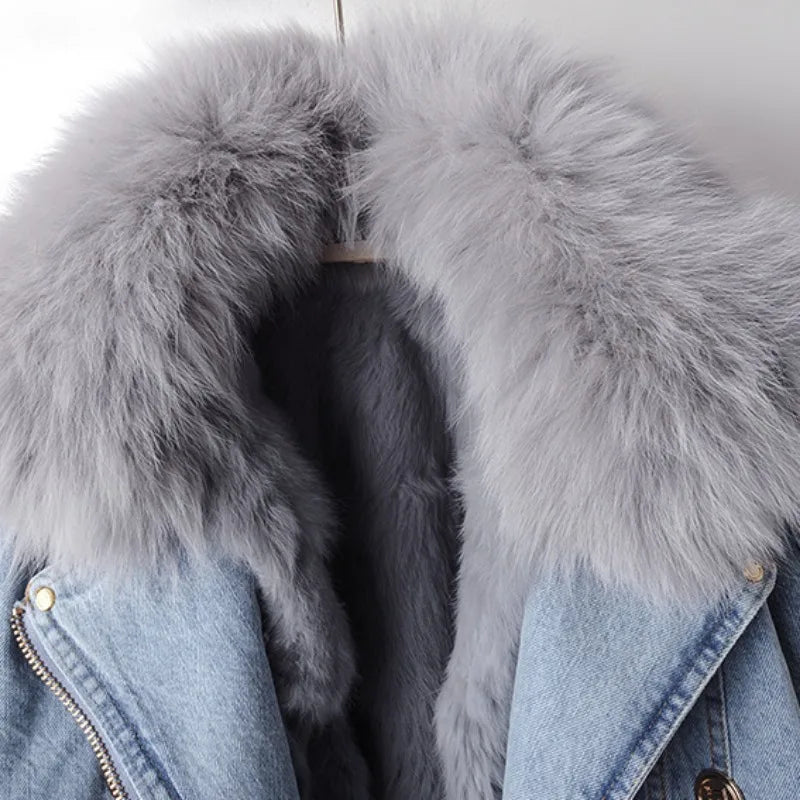 Moreau Fellkragen Denimjacke