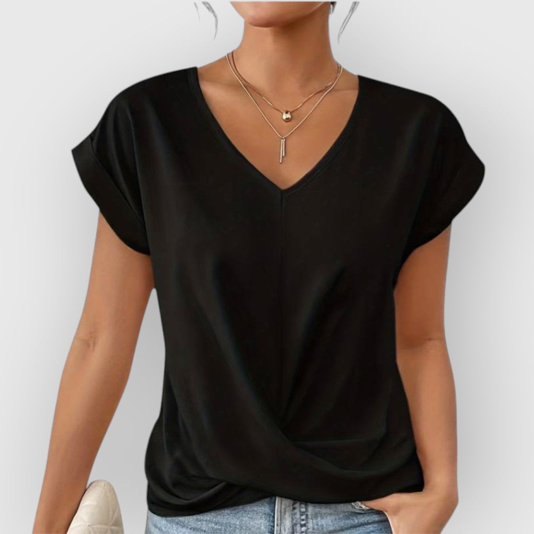 ELYRA™ | V-Ausschnitt Kurzarm-Baumwolltop