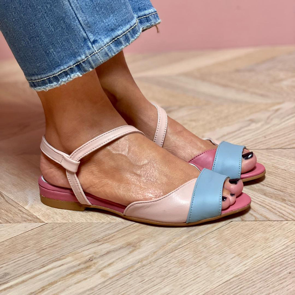 Roseline | Rosa Color-Block Sandalen