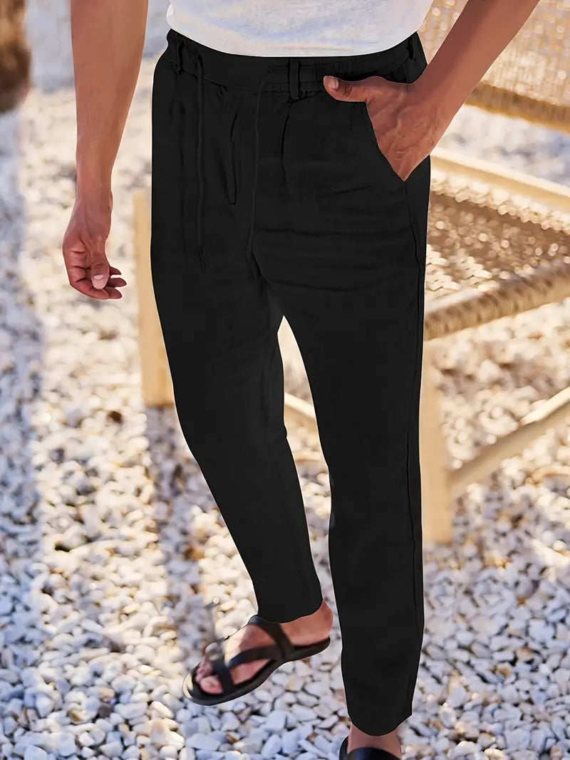 LOCKERE LEINENHOSE MIT KORDELZUG