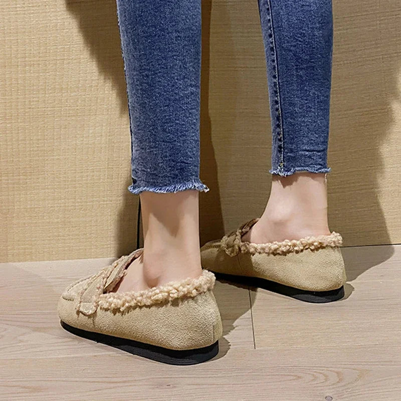 Gemütliche Winter-Leder-Flauschslipper