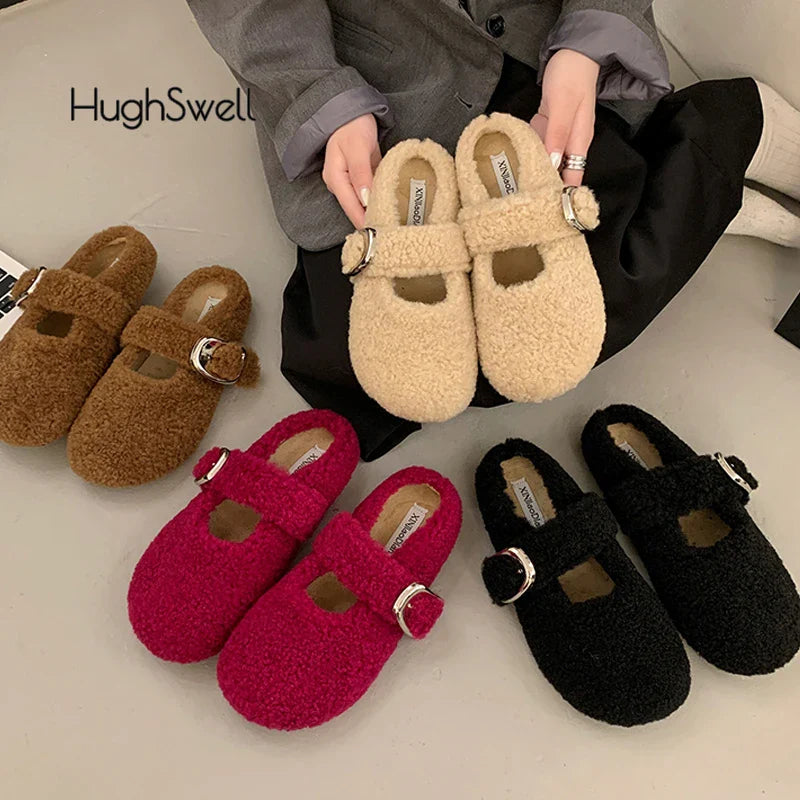 Warme Lammwoll Mary Jane Ballerinas