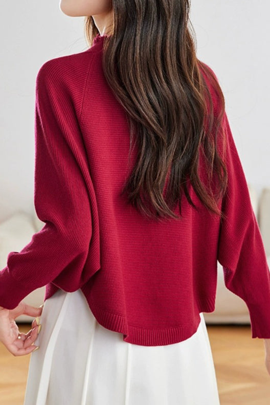 Lässiger Strickcardigan mit Batwing-Ärmeln und Fransen