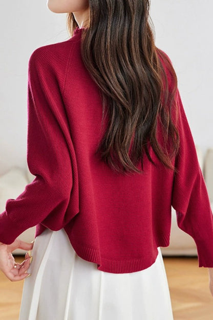 Lässiger Strickcardigan mit Batwing-Ärmeln und Fransen