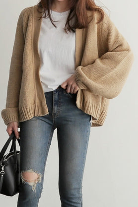 Volumen Raglan Offene Strickjacke - 3 Farben verfügbar