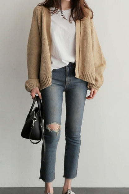 Volumen Raglan Offene Strickjacke - 3 Farben verfügbar