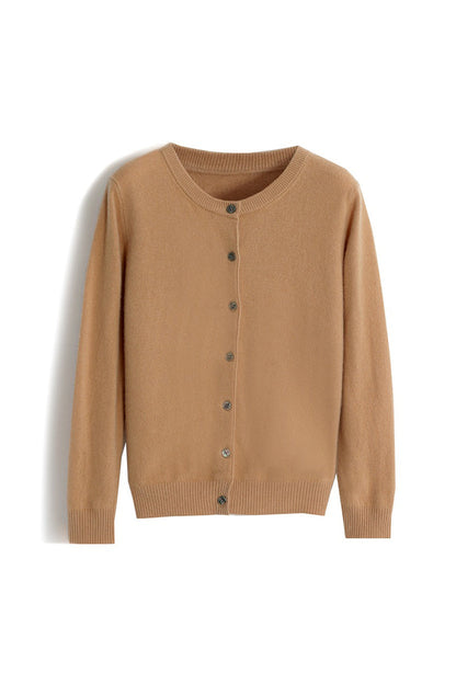 Rundhals-Wollstrick-Cardigan - 12 Farben verfügbar