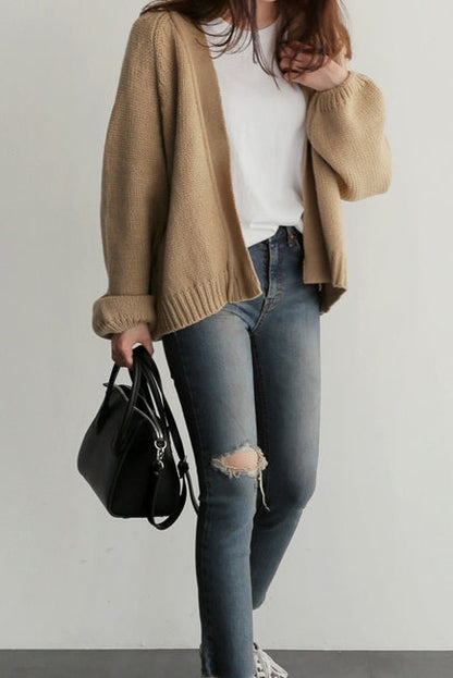 Volumen Raglan Offene Strickjacke - 3 Farben verfügbar