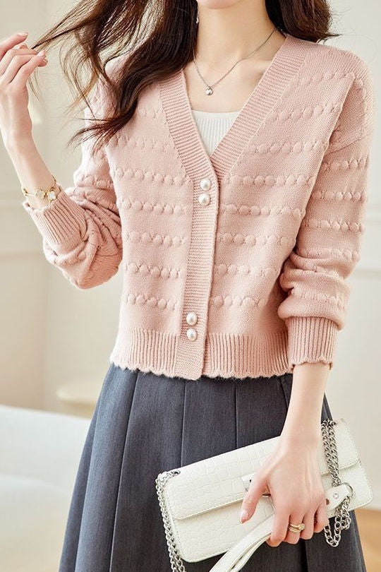 Lässiger Büro Strukturstrick Cardigan