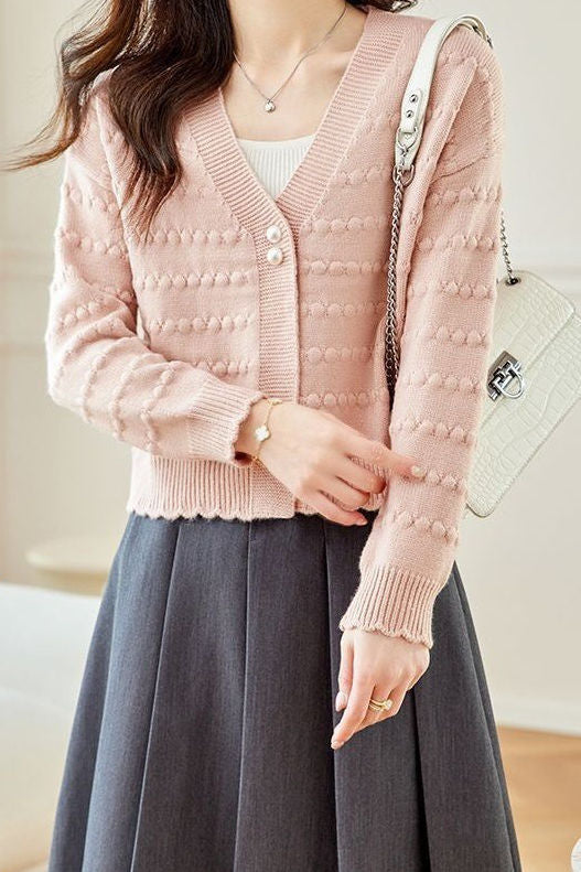 Lässiger Büro Strukturstrick Cardigan