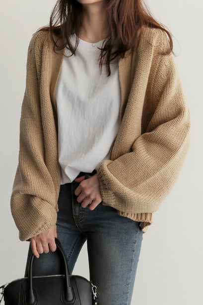 Volumen Raglan Offene Strickjacke - 3 Farben verfügbar