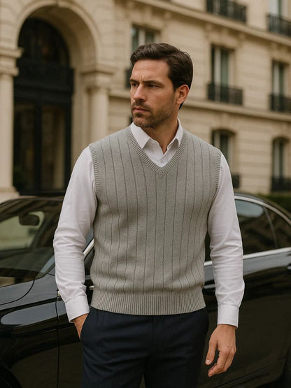 100% Elegante Merinowoll-Pulloverweste - Cross & Crown