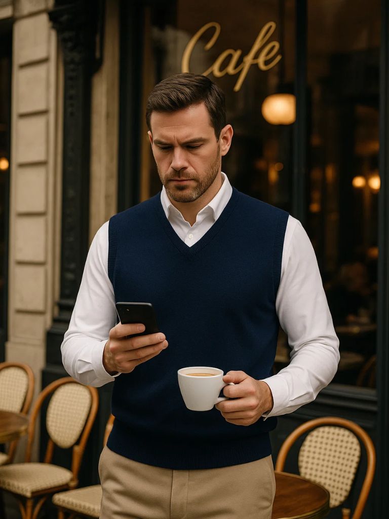 100% Elegante Merinowoll-Weste - Cross & Crown