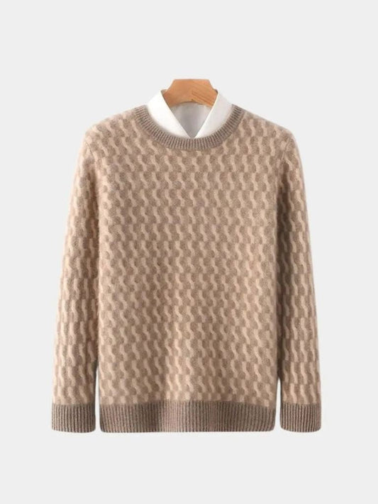 100 % Wollpullover mit geometrischem Rundhalsausschnitt – Cross & Crown