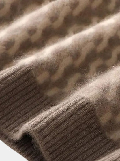 100 % Wollpullover mit geometrischem Rundhalsausschnitt – Cross & Crown