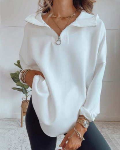 DELISA – Oversized Hoodie mit Viertelreißverschluss