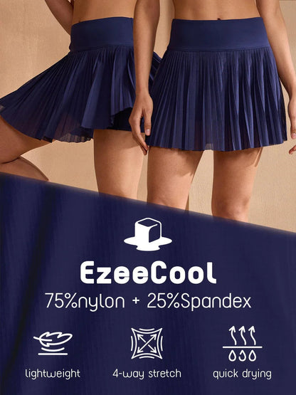 Mehr als Basic 14,5 Zoll A-Linien Faltenrock mit Shorts UPF50+