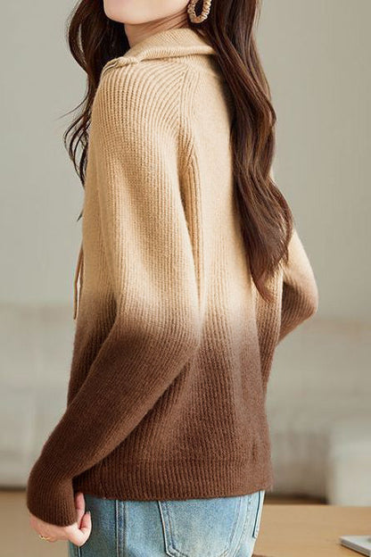 Mode Farbverlauf Farbe Doppelreißverschluss Cardigan