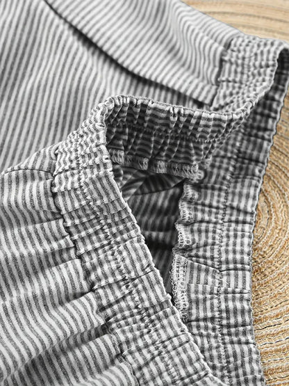 Liber Sommer Damen gestreiftes Schlafanzug Set