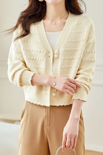 Lässiger Büro Strukturstrick Cardigan