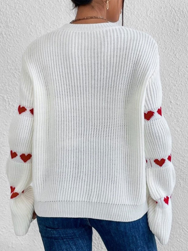 Kettenlink-Herz-Muster Pullover