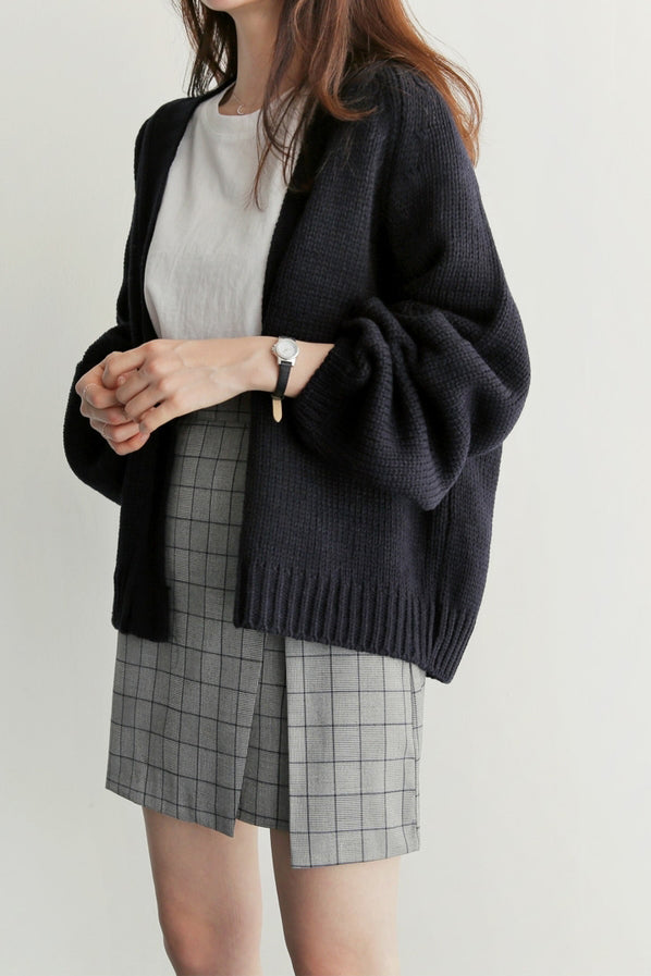 Volumen Raglan Offene Strickjacke - 3 Farben verfügbar