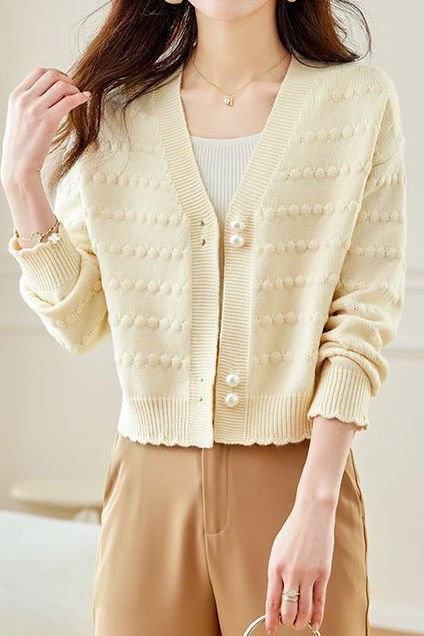 Lässiger Büro Strukturstrick Cardigan