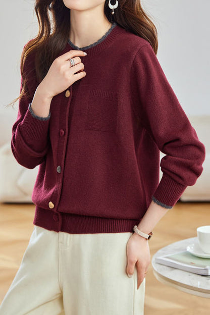 Minimalistischer Stylischer Farbblock Strickcardigan