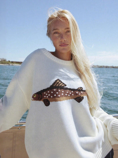 Kontrastierende Farben Tiermuster Pullover